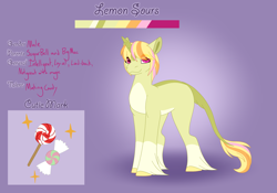 Size: 3500x2454 | Tagged: safe, artist:clay-bae, oc, oc:lemon sours, pony, unicorn, female, mare, offspring, parent:big macintosh, parent:sugar belle, parents:sugarmac, solo, transgender