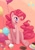 Size: 700x989 | Tagged: safe, artist:manimu, derpibooru import, pinkie pie, earth pony, pony, balloon, cake, cookie, cupcake, cute, cutie mark, diapinkes, female, food, mare, open mouth, pixiv, profile, rock candy necklace, sitting, solo