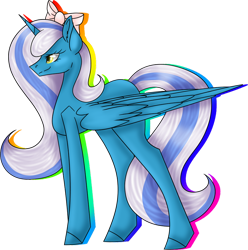 Size: 890x897 | Tagged: safe, artist:ryuketsukira, oc, oc:fleurbelle, alicorn, pony, alicorn oc, bow, female, hair bow, mare, ribbon