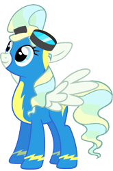 Size: 727x1100 | Tagged: source needed, safe, artist:benny frank, vapor trail, pegasus, pony, clothes, female, looking up, mare, simple background, solo, transparent background, uniform, wonderbolts uniform