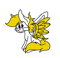 Size: 828x800 | Tagged: safe, artist:treble clefé, oc, oc only, oc:gizmo gears, pegasus, pony, blonde, blue eyes, glasses, hidden cutie mark, metal wing, requested art, simple background, sitting, solo, transparent background, vector