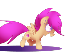 Size: 1400x1000 | Tagged: safe, artist:andromedasparkz, scootaloo, pegasus, pony, colored pupils, cute, cutealoo, female, filly, open mouth, profile, simple background, solo, transparent background