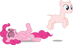 Size: 1371x857 | Tagged: safe, artist:lman225, artist:slb94, edit, editor:slayerbvc, pinkie pie, earth pony, pony, bald, cropped, female, furless, furless edit, mare, no shame, nudity, pinkie pie suit, ponysuit, pronking, shaved, shaved tail, simple background, solo, streaking, transparent background, vector, vector edit