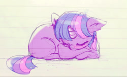 Size: 1706x1046 | Tagged: safe, artist:buttersprinkle, twilight sparkle, unicorn twilight, pony, unicorn, cute, female, filly, lined paper, sleeping, solo, traditional art