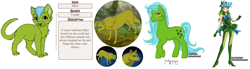 Size: 2160x594 | Tagged: safe, artist:baby-blue-bell, artist:kamirah, artist:onetrickwolf, oc, oc only, oc:mirre, cat, earth pony, human, pony, wolf, g1, dolldivine, earth pony oc, female, humanized, mare, paw prints, reference sheet, species swap