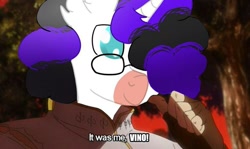 Size: 1280x763 | Tagged: safe, artist:kiwi, artist:vaporkekko, edit, oc, oc:vynarity, curly mane, dio brando, glasses, it was me dio, jojo reference, jojo's bizarre adventure, meme, screenshots