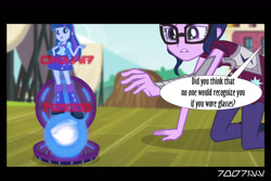 Size: 1288x862 | Tagged: safe, edit, edited screencap, editor:teren rogriss, screencap, sci-twi, twilight sparkle, equestria girls, friendship games, aurebesh, glasses, hologram, star wars, twolight