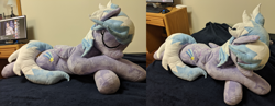 Size: 5136x2000 | Tagged: safe, artist:kuragekami, cloudchaser, pegasus, pony, bedroom, computer, plushie, sleeping, toy, youtube