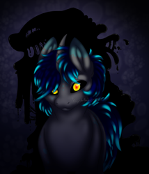 Size: 1895x2213 | Tagged: safe, artist:cynderthedragon5768, oc, oc only, alien, demon, demon pony, monster pony, original species, unicorn, artwork, creepy, dark, dark magic, horror, magic, male, monster, original art, solo