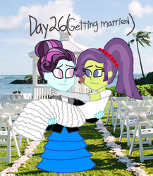 Size: 1500x1731 | Tagged: safe, artist:ktd1993, principal abacus cinch, victoria, equestria girls, bridal carry, carrying, cinchtoria, female, lesbian, marriage, married, wedding, younger
