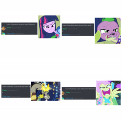 Size: 1920x1920 | Tagged: safe, discord, fluttershy, spike, twilight sparkle, dog, equestria girls, equestria girls (movie), the best night ever, female, male, meme, spike the dog
