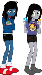 Size: 1612x2869 | Tagged: safe, artist:lightningbolt, derpibooru exclusive, equestria girls, .svg available, annoyed, boxers, bring me the horizon, clothes, crossed arms, drop dead clothing, duo, equestria girls-ified, hair over one eye, holding, jewelry, kellin quinn, lip piercing, long sleeves, male, miles "tails" prower, necklace, oliver sykes, piercing, plushie, shirt, simple background, sleeping with sirens, slippers, smiling, socks, sonic the hedgehog, sonic the hedgehog (series), standing, svg, t-shirt, tattoo, transparent background, underwear, vector