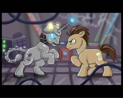 Size: 1000x800 | Tagged: safe, artist:chaoskirin, doctor whooves, pony, dalek, doctor who, ponified