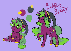 Size: 1100x800 | Tagged: safe, artist:lavvythejackalope, oc, oc:bubble berry, pony, unicorn, :o, baby, baby pony, colored hooves, eyes closed, female, filly, hat, mare, open mouth, raised hoof, reference sheet, simple background, witch hat