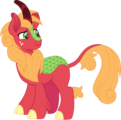 Size: 1500x1494 | Tagged: safe, artist:cloudyglow, big macintosh, kirin, freckles, kirin-ified, male, simple background, solo, species swap, transparent background