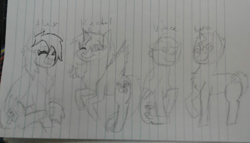 Size: 749x429 | Tagged: safe, artist:flutterlinc770, oc, oc only, oc:alex, oc:beto, oc:rachel, oc:vince, pony, friends, lined paper, traditional art