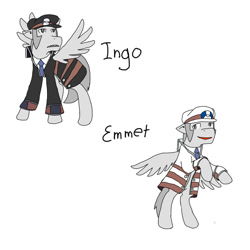 Size: 2000x2000 | Tagged: safe, artist:kingcatsle, pegasus, pony, emmet, ingo, pokémon, ponified