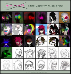 Size: 877x911 | Tagged: safe, artist:didun850, oc, oc only, oc:chase, earth pony, human, pony, bone, bust, clothes, earth pony oc, expressions, face mask, gas mask, glowing eyes, grin, heterochromia, hoodie, insanity, lineart, male, mask, paint, pointed ears, shadow pony, skeleton, skull, smiling, sombra eyes, stallion