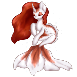 Size: 894x894 | Tagged: safe, artist:mondlichtkatze, merpony, pony, crossover, goldeen, pokémon, ponified, simple background, solo, transparent background