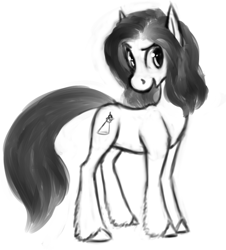 Size: 631x698 | Tagged: safe, artist:tempusfidgets, derpibooru import, oc, oc only, oc:limelight, earth pony, pony, male, monochrome, simple background, solo