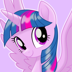 Size: 500x500 | Tagged: safe, artist:reapir, twilight sparkle, twilight sparkle (alicorn), alicorn, my little pony: the movie, bust, cardboard twilight, female, mare, movie accurate, smiling, solo