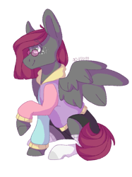 Size: 899x1200 | Tagged: safe, artist:p-kicreations, oc, oc:dual-stich, pegasus, pony, clothes, commission, female, freckles, genderfluid, glasses, heart eyes, hoodie, mare, shorts, simple background, socks, solo, transparent background, wingding eyes
