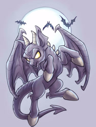 Size: 1200x1600 | Tagged: safe, artist:noupie, gargoyle, pony, moon, ponified, solo