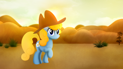 Size: 5120x2880 | Tagged: safe, artist:startledflowerpony, pony, cornflower, hat, solo