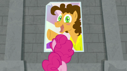 Size: 1920x1080 | Tagged: safe, screencap, cheese sandwich, pinkie pie, earth pony, pony, the last laugh, balloonbutt, butt, female, male, mare, plot, poster, stallion