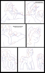 Size: 707x1131 | Tagged: safe, artist:chedx, oc, oc:king speedy hooves, oc:tommy the human, alicorn, pony, comic:the fusion flashback, alicorn oc, alicornified, child, colt, comic, commissioner:bigonionbean, cute, cute moments, dawwww, dialogue, father and child, father and son, fusion, fusion:king speedy hooves, hug, levitation, living room, magic, male, parent and child, prone, sketch, sketch dump, telekinesis, thought bubble, writer:bigonionbean