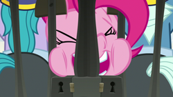 Size: 1920x1080 | Tagged: safe, screencap, pinkie pie, earth pony, pony, the last laugh, female, mare, pink coat, pink mane, security guard