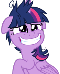 Size: 2722x3375 | Tagged: safe, artist:sketchmcreations, twilight sparkle, twilight sparkle (alicorn), alicorn, pony, a trivial pursuit, female, floppy ears, mare, messy mane, raised hoof, simple background, smiling, transparent background, twilight snapple, vector