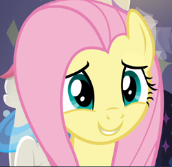 Size: 966x940 | Tagged: safe, screencap, fluttershy, pegasus, pony, fake it 'til you make it, close-up, cropped, cute, female, mare, shyabetes, smiling, solo