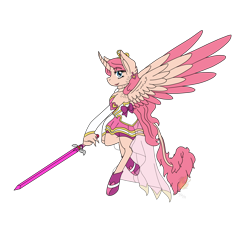 Size: 1978x1807 | Tagged: safe, artist:midnightfire1222, alicorn, pony, lolirock, magic sword, magical girl, ponified, princess iris, simple background, solo, transparent background