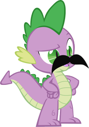 Size: 2198x3141 | Tagged: safe, artist:knight725, spike, dragon, boast busters, facial hair, moustache, simple background, solo, transparent background, vector, vector trace