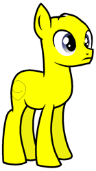 Size: 618x1104 | Tagged: safe, artist:rainbow eevee, earth pony, pony, badly drawn, base used, battle for dream island, bfdi, derp, gray eyes, male, ponified, simple background, solo, transparent background, wat, yellow face, yellow face (bfdi)