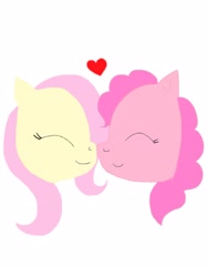Size: 2448x3264 | Tagged: safe, artist:volcanicdash, fluttershy, pinkie pie, earth pony, pegasus, pony, eyes closed, female, flutterpie, heart, lesbian, nuzzling, shipping, simple, simple background, transparent background
