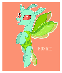 Size: 2339x2744 | Tagged: safe, artist:foxaii, oc, oc only, oc:volurum, changedling, changeling, flying, solo, ych result