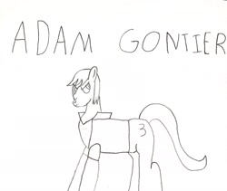 Size: 3022x2556 | Tagged: safe, alternate version, artist:undeadponysoldier, pony, adam gontier, angry, clothes, jacket, leather jacket, lineart, male, pencil drawing, ponified, signature, singer, solo, stallion, three days grace, traditional art