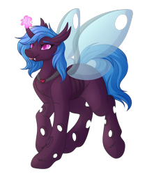 Size: 3084x3492 | Tagged: safe, artist:amazing-artsong, oc, oc:colonial, changeling, high res, magic, purple changeling, simple background, solo, transparent background