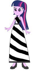 Size: 1024x1987 | Tagged: safe, artist:cartoonmasterv3, twilight sparkle, twilight sparkle (alicorn), alicorn, zebra, equestria girls, long dress, simple background, solo, transparent background, zebra dress