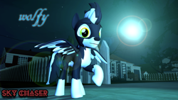 Size: 1920x1080 | Tagged: safe, artist:sky chaser, oc, oc:wolfy, hybrid, pegasus, pony, wolf, 3d, looking at you, male, solo, source filmmaker, stallion
