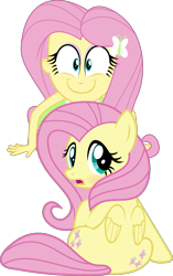 Size: 2969x4731 | Tagged: safe, artist:masem, artist:slb94, edit, editor:slayerbvc, fluttershy, pegasus, pony, equestria girls, all fours, creepy, creepy smile, eyeshadow, faic, female, human ponidox, imminent snuggles, looking back, makeup, mare, open mouth, rapeface, self ponidox, simple background, sitting, smiling, transparent background, vector, vector edit