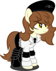 Size: 1280x1619 | Tagged: safe, artist:fletcherthehuntress, oc, oc:anne devlynn, earth pony, pony, clothes, female, hat, mare, solo