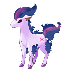 Size: 630x630 | Tagged: safe, artist:pokemoncoloursplash, twilight sparkle, crossover, mane of fire, palette swap, pokémon, ponyta, purple fire, recolor, simple background, solo, white background