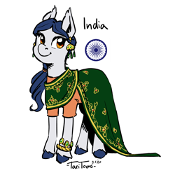 Size: 700x700 | Tagged: safe, artist:taritoons, oc, earth pony, pony, clothes, india, nation ponies, ponified, saree, unnamed oc