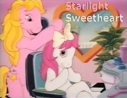 Size: 615x475 | Tagged: safe, edit, edited screencap, screencap, starlight (g1), sweetheart, g1, my little pony tales, armchair, bow, brush, caption, comb, hair bow, window