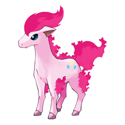 Size: 630x630 | Tagged: safe, artist:pokemoncoloursplash, pinkie pie, earth pony, pony, crossover, mane of fire, palette swap, pink fire, pokémon, ponyta, recolor, simple background, solo, white background