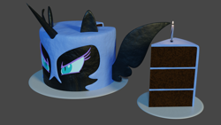 Size: 1920x1080 | Tagged: safe, artist:dracagon, nightmare moon, pony, 3d, cake, food