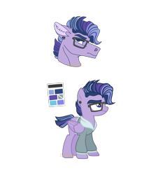 Size: 3704x4096 | Tagged: safe, artist:zapwboltbases, oc, oc only, oc:violetta pages, pegasus, pony, clothes, ear piercing, earring, female, glasses, hoodie, jewelry, mare, multicolored hair, piercing, simple background, solo, transparent background